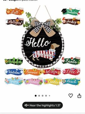 Amazon Black & White Buffalo Plaid 'Hello American' Round Door Hanger